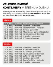 Velkoobjemové kontejnery v březnu a dubnu